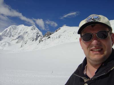 Bild232: M.Bittner vor dem Mt. Tasman